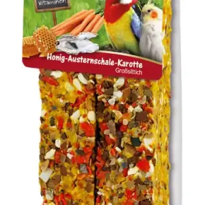 Preisknaller JR FARM Birdys Großsittich Honig-Austernschale-Karotte (2 Stück) Vogelsnack
